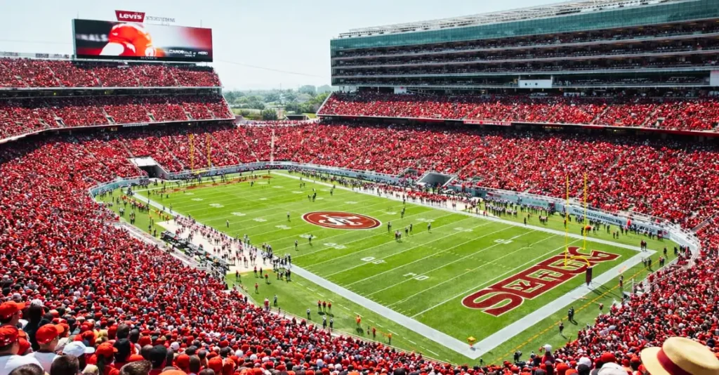 levis stadium game action view (AI genrated image not official Super Bowl match)